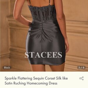 STACEES Black Sparkle Sequin Corset Mini Dress